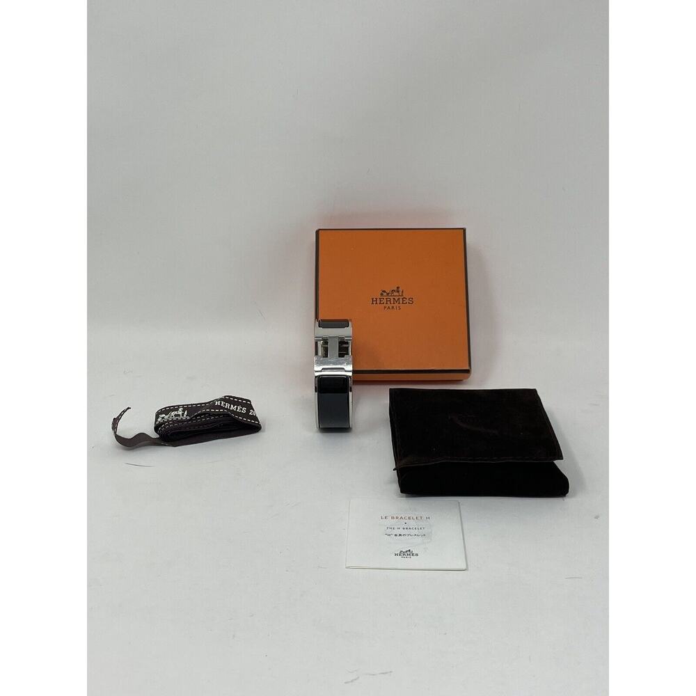 Hermes Clic Clac H Bracelet Black and Silver
